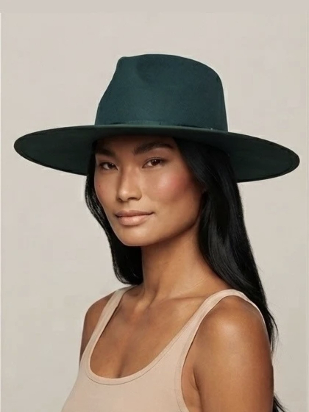Olive & Pique Billie Women's Black Wide-Brim Wool Rancher Hat